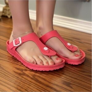 EUC Women's Birkenstock Gizeh EVA Thong Sandals in Coral Pink Size 37 or 7